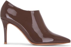 Gianvito Rossi pointed patent-leather boots Brown