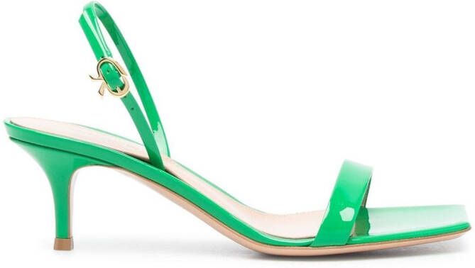 Gianvito Rossi Ribbon 55mm patent leather kitten sandals Green
