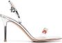 Gianvito Rossi Ribbon gemstone-embellished 100mm sandals Silver - Thumbnail 1