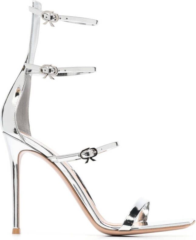 Gianvito Rossi Ribbon Uptown 105mm mettalic-effect sandals Silver