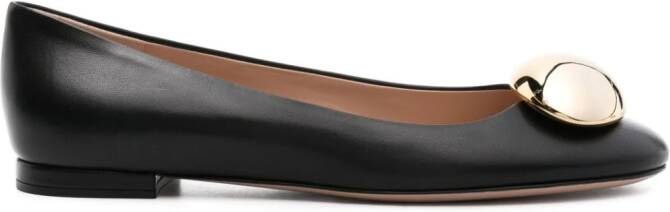 Gianvito Rossi round-toe leather ballerina shoes Black