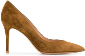 Gianvito Rossi suede pointed pumps Brown