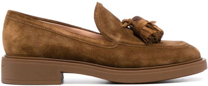 Gianvito Rossi tassel-detail suede loafers Brown