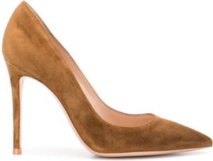 Gianvito Rossi textured pointed toe pumps Brown