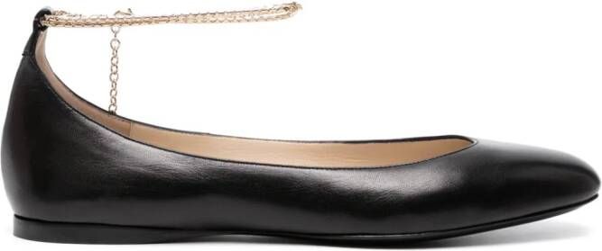 Giorgio Armani chain link-detail leather ballerina shoes Black