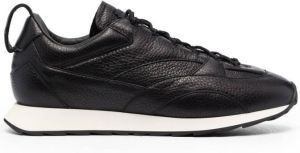 Giorgio Armani panelled lace-up leather sneakers Black