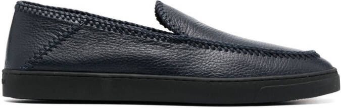Giorgio Armani whipstitch-detail leather loafers Blue