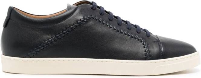 Giorgio Armani whipstitch-trim leather sneakers Black