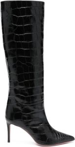 Giuliano Galiano Lara 80mm crocodile-embossed leather boots Black