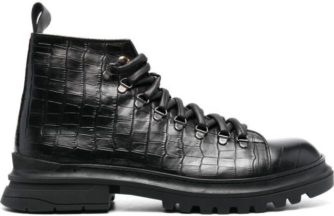 Giuliano Galiano Ronnie Cocco crocodile-effect boots Black