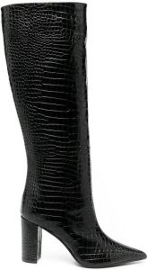 Giuliano Galiano Serena crocodile effect boots Black