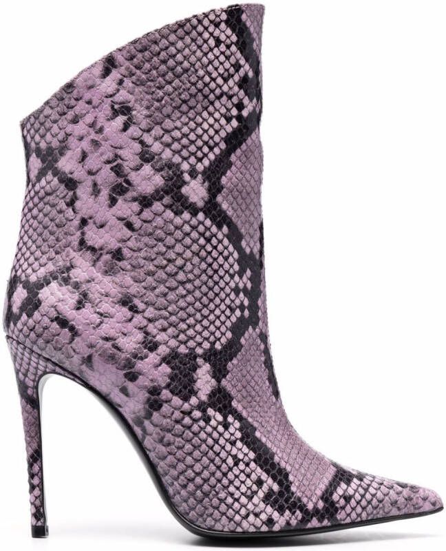 Giuliano Galiano snakeskin-print leather boots Purple