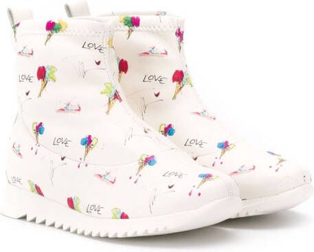 Giuseppe Junior "Love" printed boots White