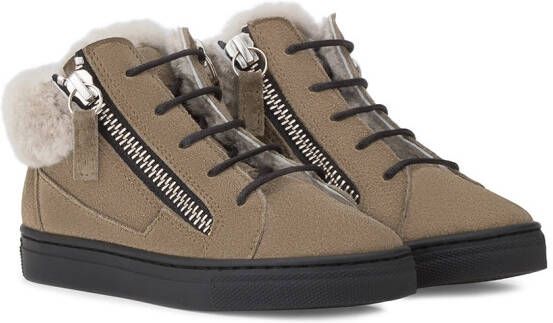 Giuseppe Junior shearling lined high-top sneakers Green
