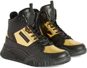 Giuseppe Junior Talon metallic-effect snakeskin-detail sneakers Black