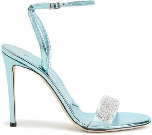Giuseppe Zanotti 105mm rhinestone metallic sandals Blue