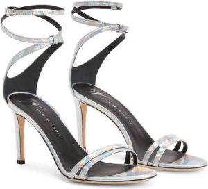Giuseppe Zanotti 85mm metallic-effect leather sandals Silver