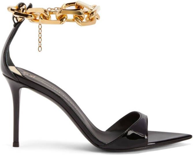 Giuseppe Zanotti 90mm chain-trim leather sandals Black