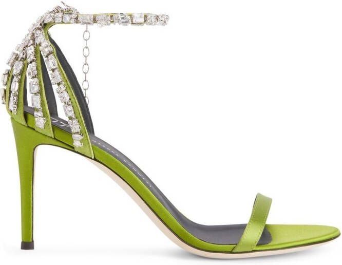 Giuseppe Zanotti Adele crystal 85mm sandals Green