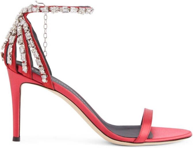Giuseppe Zanotti Adele crystal 85mm sandals Red