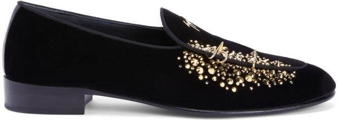 Giuseppe Zanotti Alvaro studded velvet loafers Black