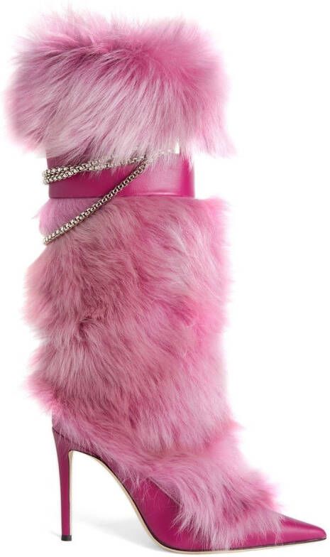 Giuseppe Zanotti Amaia Chain faux fur boots Pink