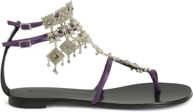 Giuseppe Zanotti Amira embellished suede sandals Purple