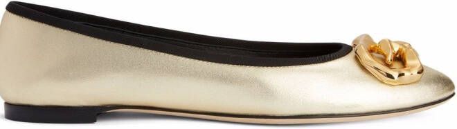 Giuseppe Zanotti Amur logo-plaque ballerina pumps Gold