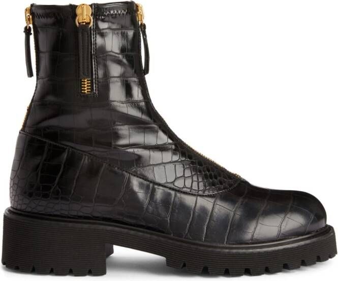 Giuseppe Zanotti Avice embossed crocodile-effect boots Black