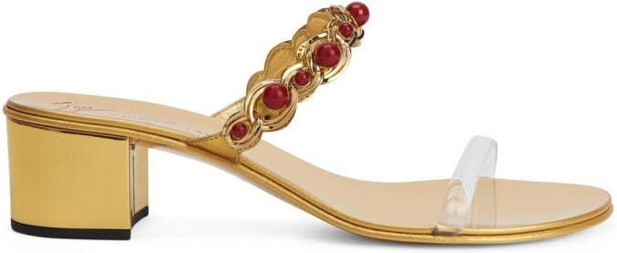 Giuseppe Zanotti beaded braided sandals Gold