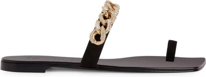 Giuseppe Zanotti Berenicee Chain leather sandals Black