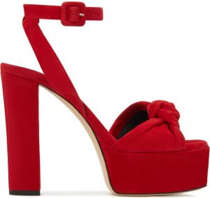 Giuseppe Zanotti Betty knot suede sandals Red