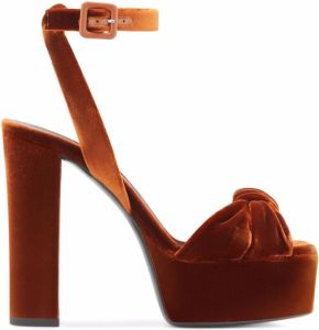 Giuseppe Zanotti Betty velvet-effect wedge sandals Brown