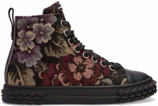 Giuseppe Zanotti Blabber floral-patterned high-top trainers Black