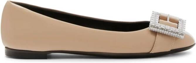 Giuseppe Zanotti buckle-detail leather balarina shoes Neutrals
