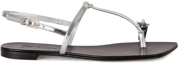 Giuseppe Zanotti Calipso metallic thong sandals Silver