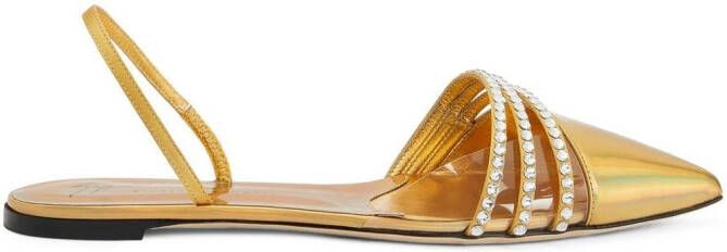 Giuseppe Zanotti Claralie rhinestone-embellished slingback pumps Gold