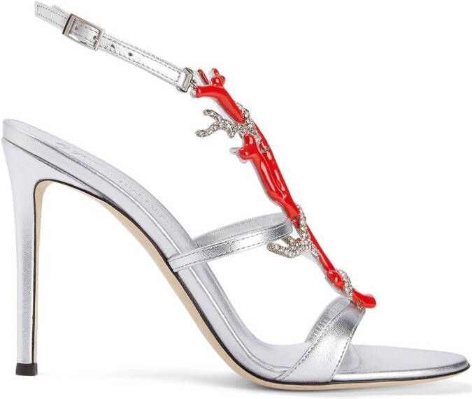 Giuseppe Zanotti Coralli leather stiletto sandals Silver