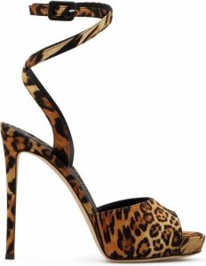 Giuseppe Zanotti Cordelia peep-toe leopard-print sandals Brown