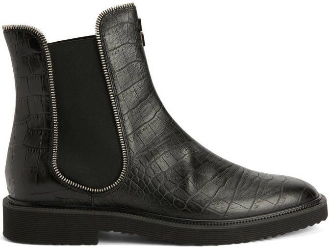 Giuseppe Zanotti crocodile-effect leather ankle boots Black