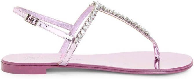 Giuseppe Zanotti crystal-embellished flat sandals Pink