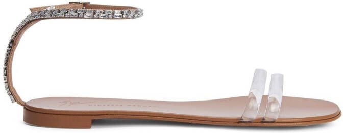 Giuseppe Zanotti crystal-embellished flat sandals Silver