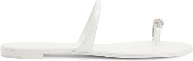 Giuseppe Zanotti crystal-embellished flat sandals White