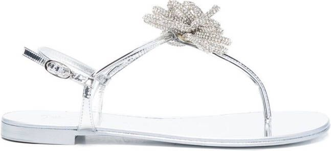 Giuseppe Zanotti crystal-embellished leather sandals Silver