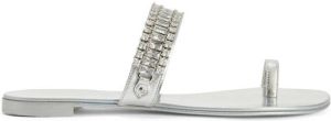 Giuseppe Zanotti crystal-embellished metallic flip flops Silver