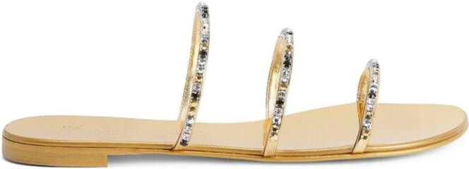 Giuseppe Zanotti Dark Colorful crystal-embellished leather sandals Gold
