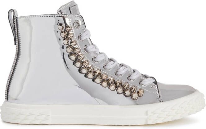 Giuseppe Zanotti Ecoblabber foiled high-top sneakers Silver