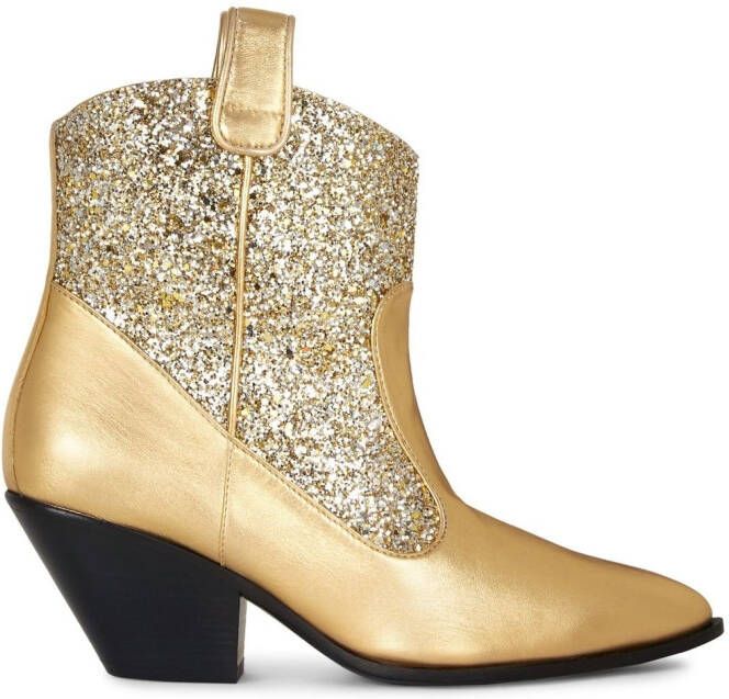 Giuseppe Zanotti Elna glittery cowboy boots Gold