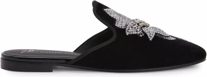 Giuseppe Zanotti Elsa velvet floral-detail loafers Black