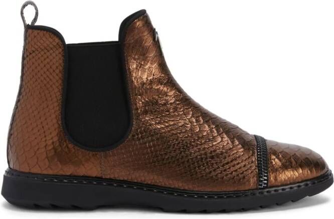 Giuseppe Zanotti embossed-crocodile leather ankle boots Brown